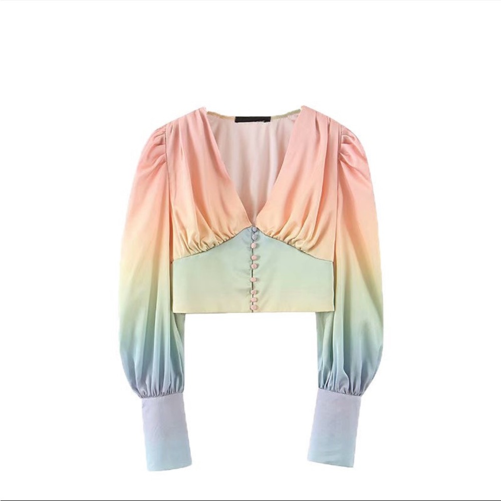 Long sleeve pastel crop top size small